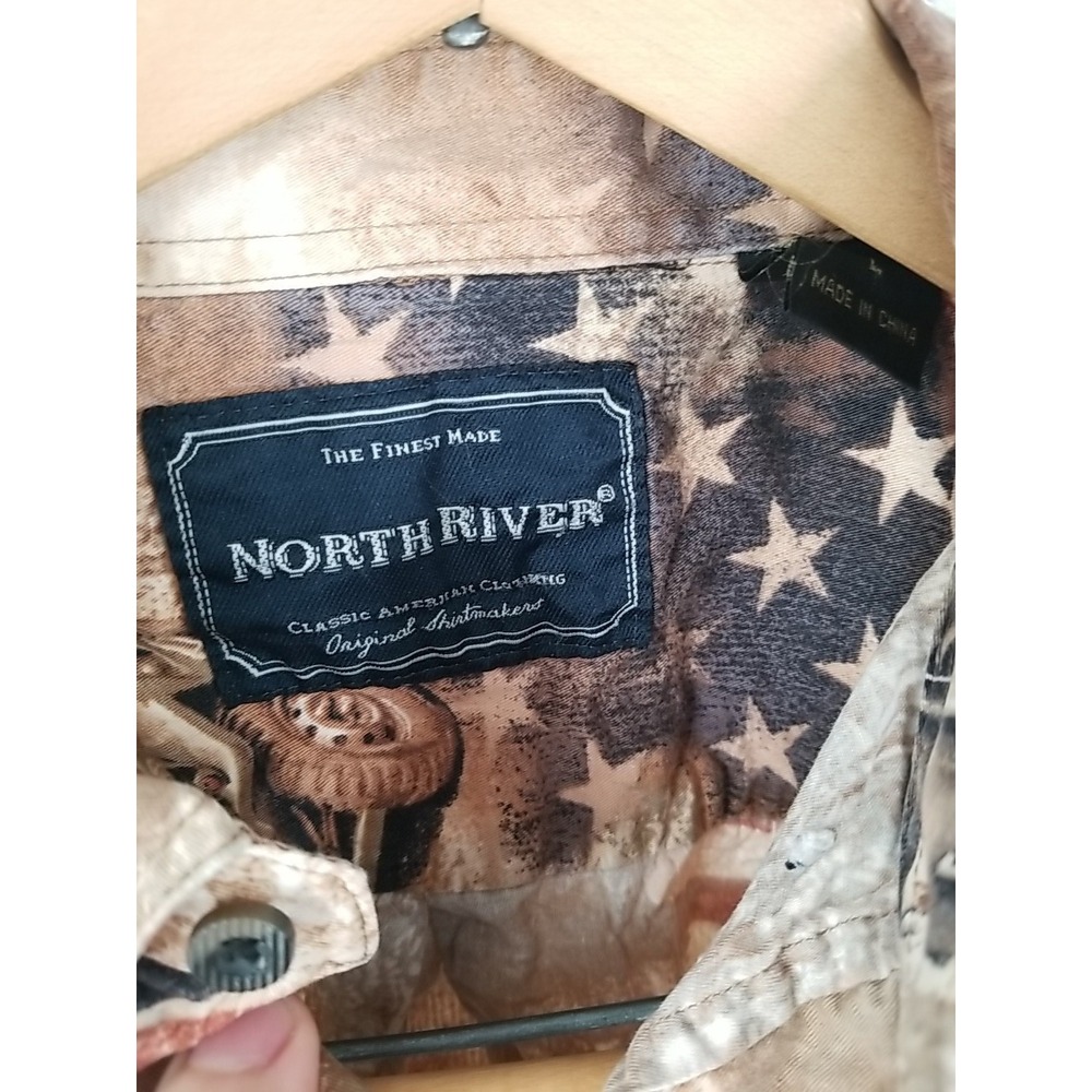 North River Mens Short Sleeve U.S. Military Print Button Up Shirt Large - Picture 4 of 5
